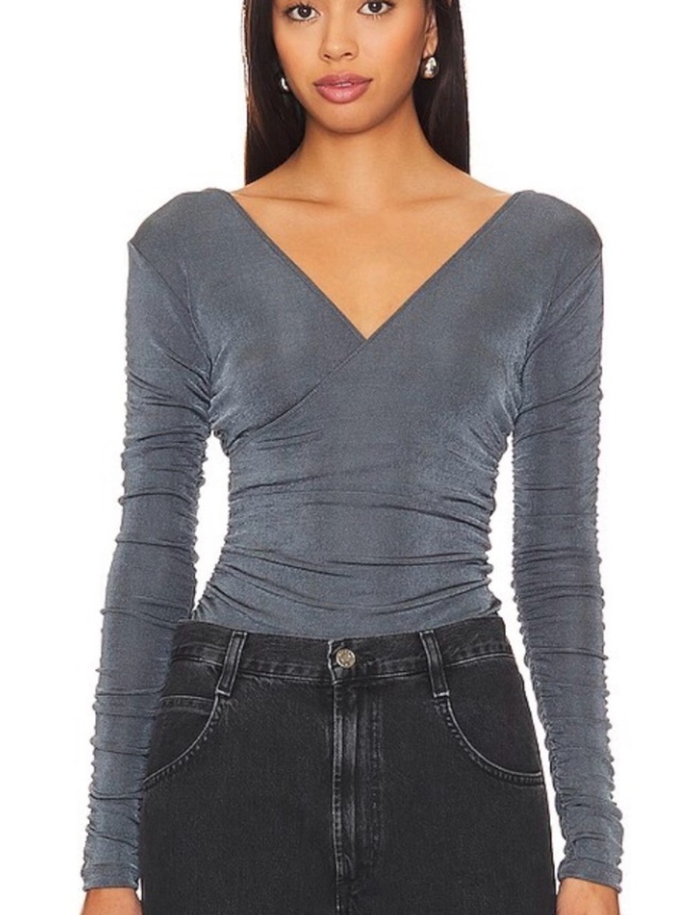 Free People Intimately FP Reya Long sleeve Bodysuit in Storm Water